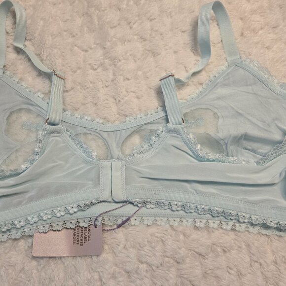BNWT Savage X Fenty Bralette A Peek Behind the Lace Curvy - Seashell Blue 3x - Picture 3 of 4